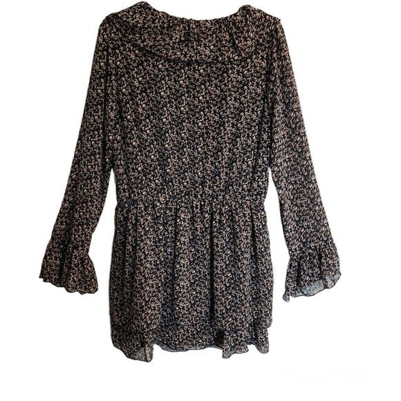 Urban Outfitters Large Floral Dress Navy Long Sleeves V Neck Cottage Cor… - Picture 4 of 7